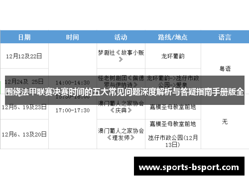 围绕法甲联赛决赛时间的五大常见问题深度解析与答疑指南手册版全